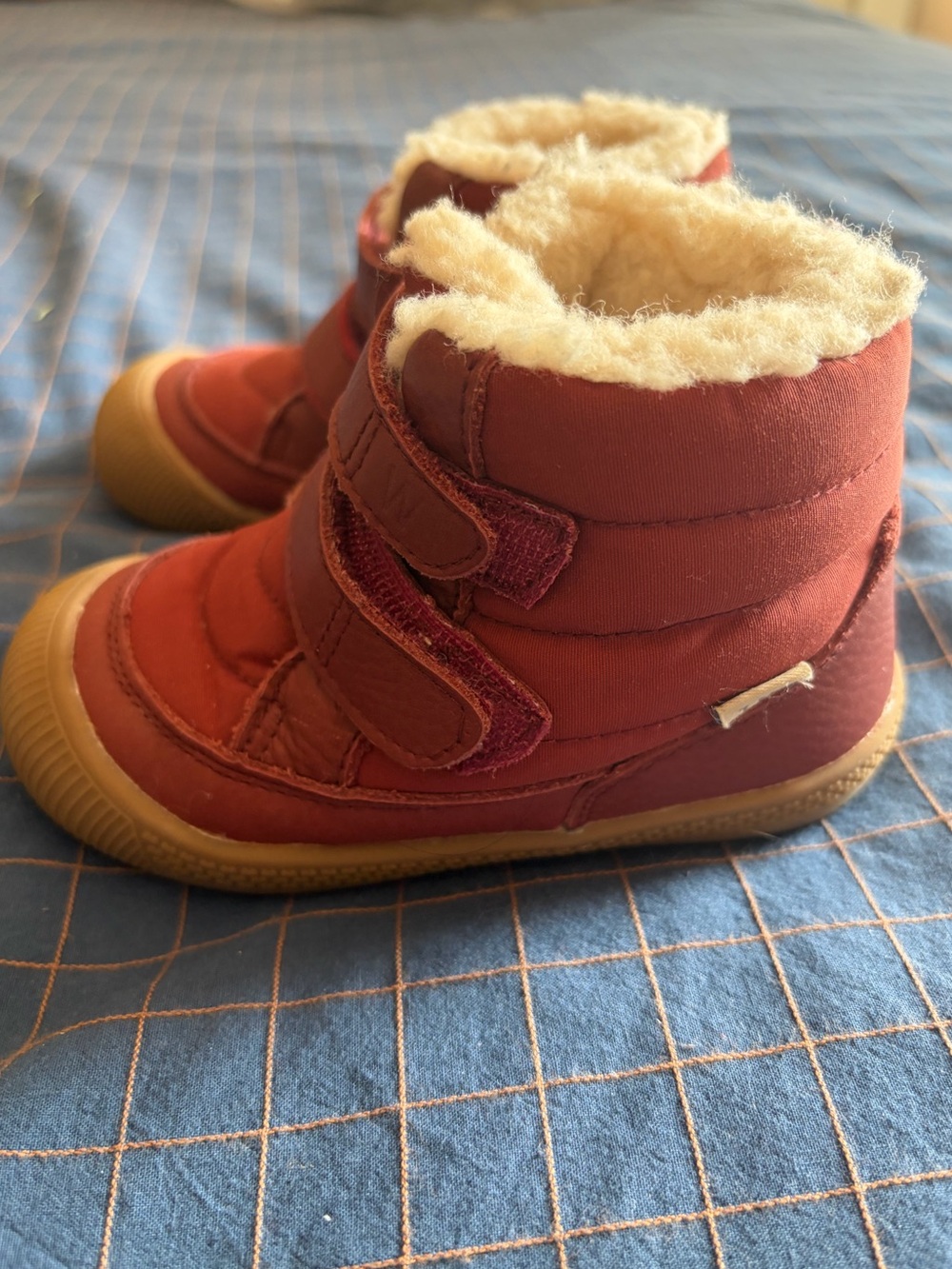 WHEAT - Toddler Cozy Red Shearling-Lined Winter Boots
